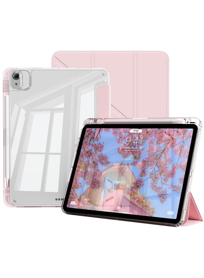Pink iPad Air 6th Gen 11-inch M2 (2024) iPad Air4/Air5 10.9-inch (2020/2022) Case with Pen Holder, iPad Air 6th Gen Clear Case, iPad Air 6th Gen Acrylic Case, Auto Wake/Sleep - Image 1